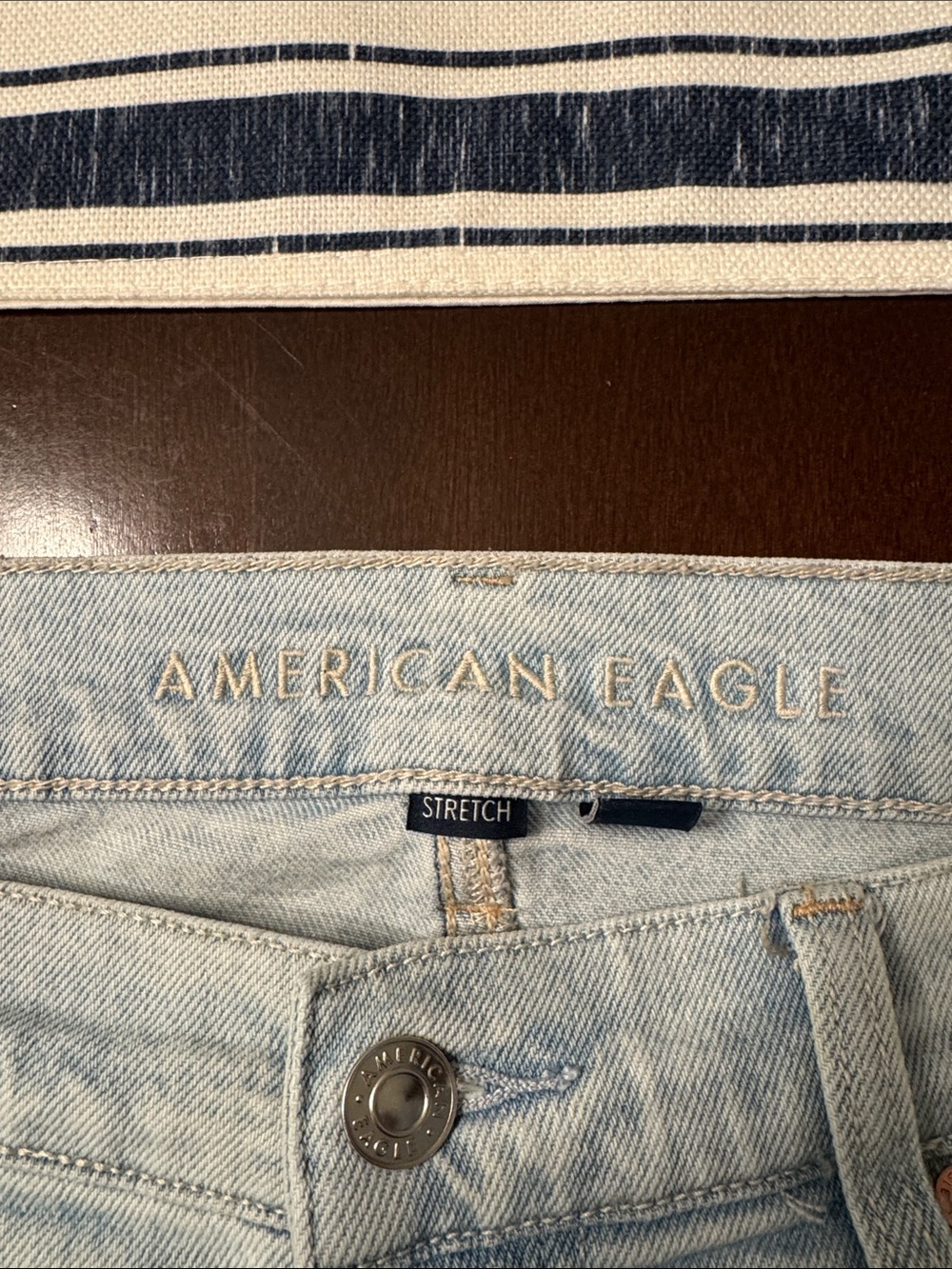 American Eagle Outfitters Light Blue Super High Rise Straight Leg Jeans - Picture 3 of 5